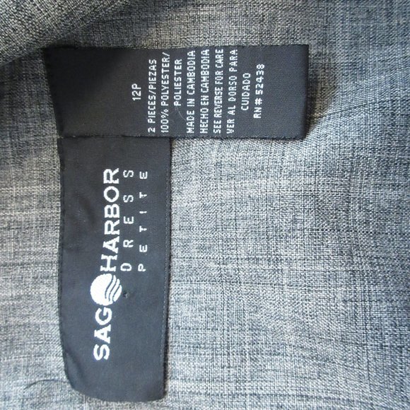 Sag Harbor Grey Blazer Size 12P Four Button Rounded Notched Collar Single Breast - Picture 6 of 6